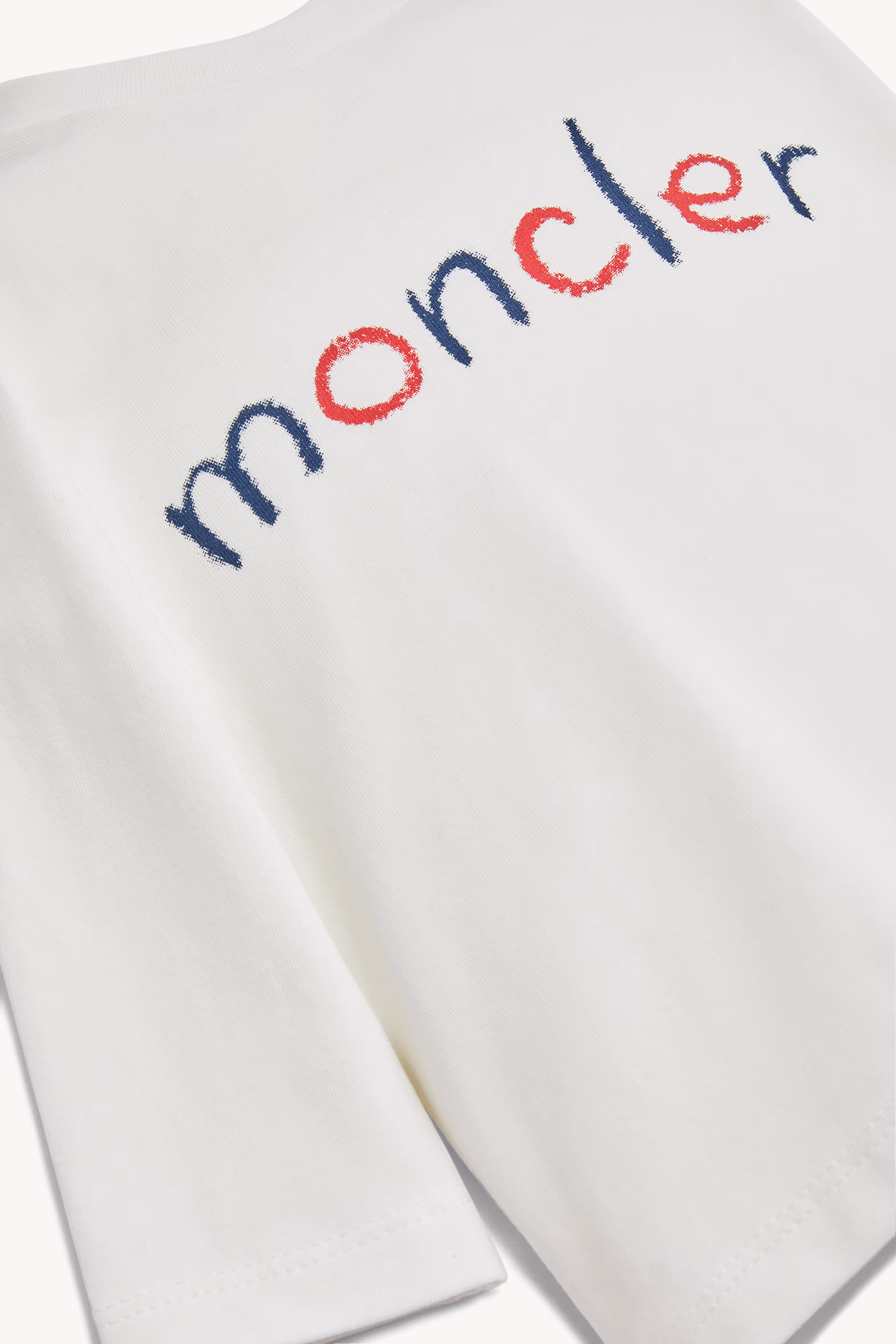 Camiseta de algodón de manga larga con logotipo de garabatos Niño Blanco Moncler 4
